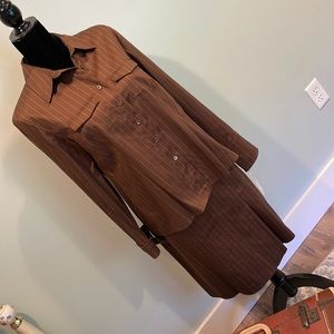 Beautiful brown pinstripe First Issue Skirt Set